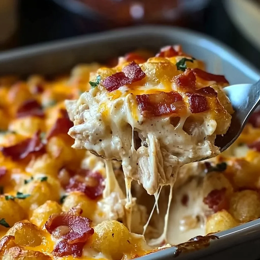 Chicken Bacon Ranch Tater Tot Casserole